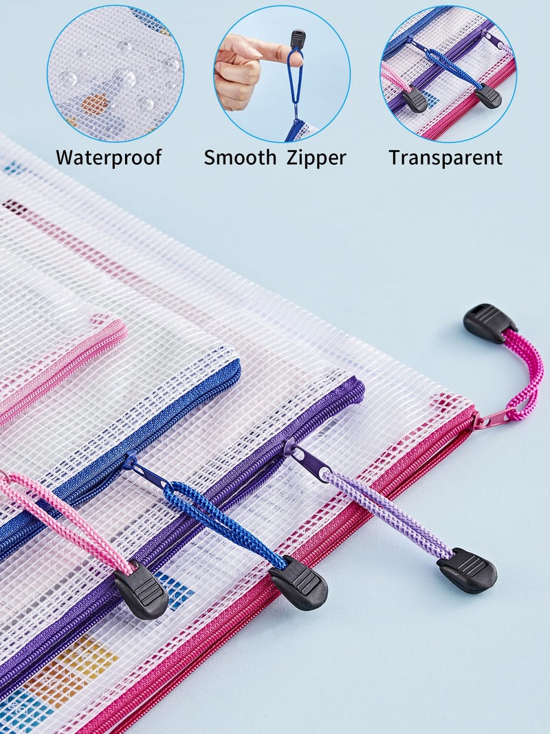 JARLINK 30 Pack 8 Sizes Mesh Pouch, 9 Colors, Waterproof Zipper File Bags Document Multipurpose Travel Bags for Office, School, Board Game, Puzzles, Cosmetics, Travel Accessories, and Home Organize - Image 4